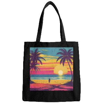 Discover Tropical Sunset Beach Scene Bags