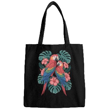 Discover Tropical Parrots Among Hibiscus Leaves Bags