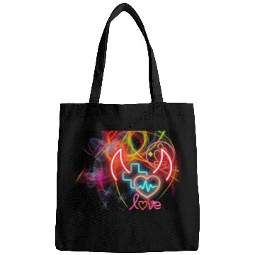 Discover Neon Heart and Devil Horns Love Design Bags