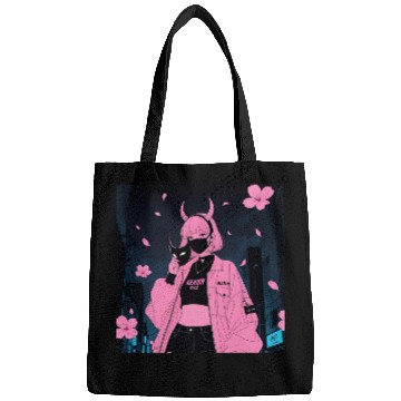 Discover Neon Sakura Night Streetwear Design Bags