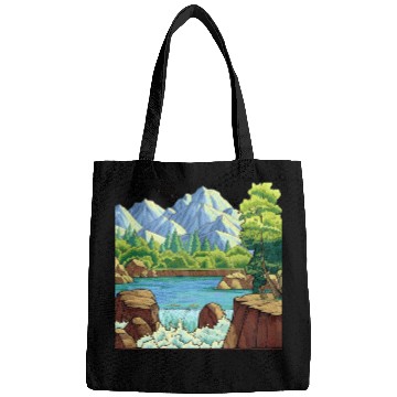 Discover Serene Mountain River Landscape Bags