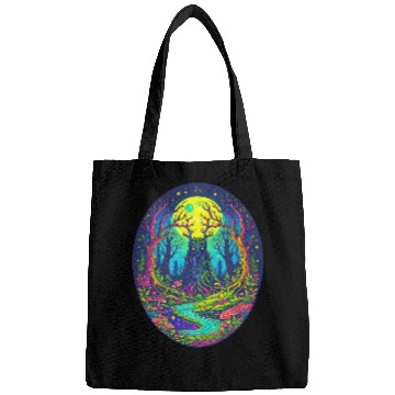 Discover Psychedelic Forest Spirit – Glowing Tree Guardian Bags