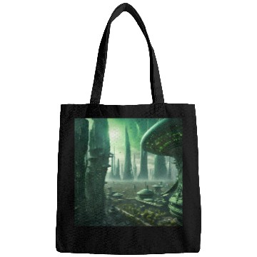 Discover Futuristic Cityscape with Alien Planets Bags