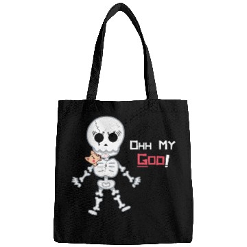 Discover Cute Funny Dog Scared Skeleton Bags
