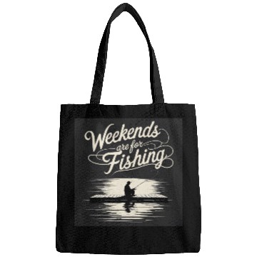 Discover Weekend Fishing Silhouette Design Bags