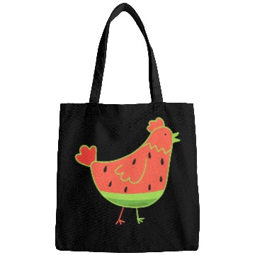 Discover Whimsical Watermelon Chicken Illustration Bags
