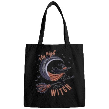 Discover Halloween-Witch-On-Broom–Zentangle-3D-Paper-Design Bags