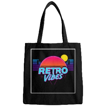 Discover Retro Vibes Sunset Neon Design Bags