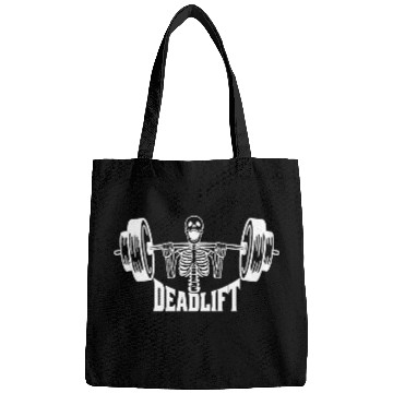 Discover Skeleton Deadlift Gym Illustration Bags