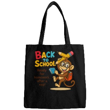 Discover Cute Monkey Holding Pencil, Ready for School Fun Bags