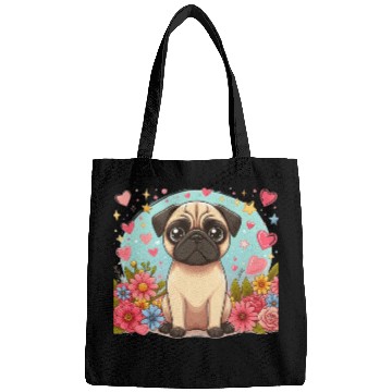Discover Pug Dog Portrait Bags