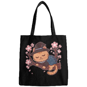 Discover Kawaii Wizard Cat Sleeping on Sakura Tree – Magic  Bags