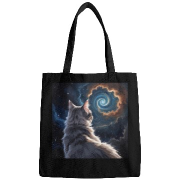 Discover Cosmic Cat Galaxy Art Bags