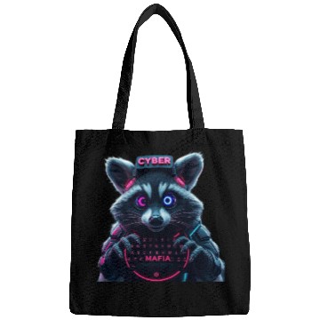 Discover Cyber Raccoon with Neon Mafia Theme Bags
