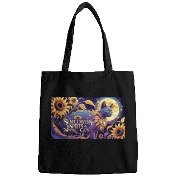 Discover Celestial Cat Among Sunflowers and Moonlit Night Bags