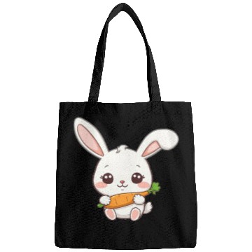 Discover Cute Bunny with Carrot Illustration Bags