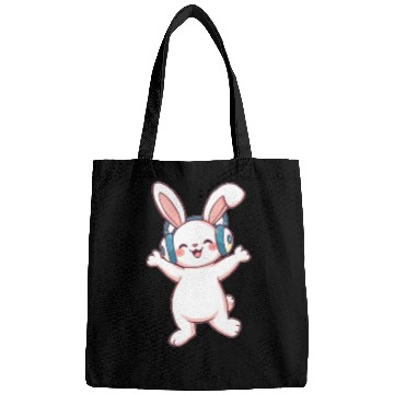 Discover Joyful Bunny with Headphones Bags