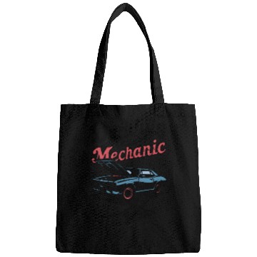 Discover Retro Mechanic Car Illustration Bags