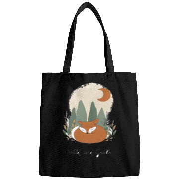 Discover Serene Fox Under Moonlit Mountains Bags