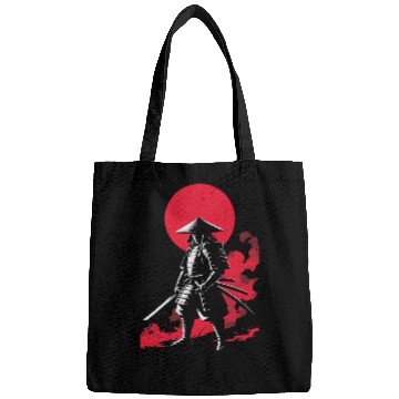 Discover Samurai Warrior with Red Sun Backdrop Bags