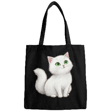 Discover Elegant White Cat with Green Eyes Bags