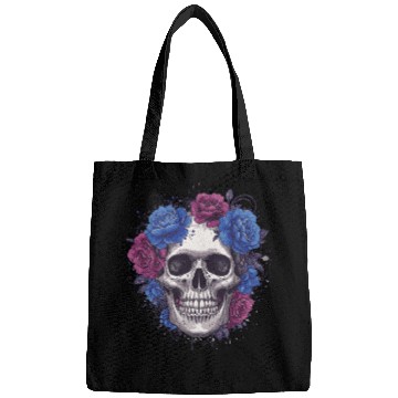 Discover Floral Skull Art Print Bags