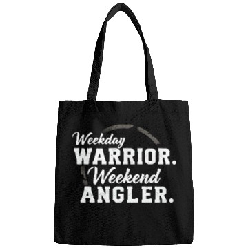 Discover Weekday warrior. Weekend angler. t-shit Bags