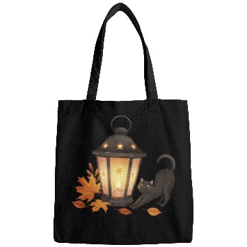 Discover Autumn Night Lantern with Playful Cat Bags