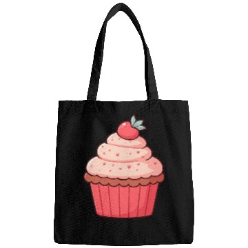 Discover Sweet Strawberry Cupcake Illustration Bags