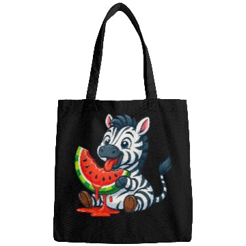 Discover Cute zebra with watermelon summer cartoon Bags