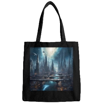 Discover Magic City with Skyscraper Sci-Fi Alien Planet Bags