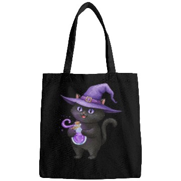 Discover Enchanting Black Cat Witch Illustration Bags
