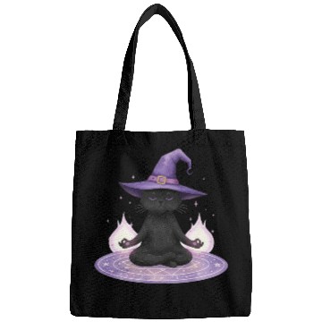 Discover Whimsical Black Cat Wizard Design Bags