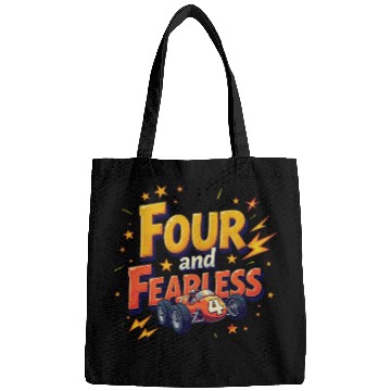 Discover Four and Fearless - 4th Birthday Race Car Design Bags