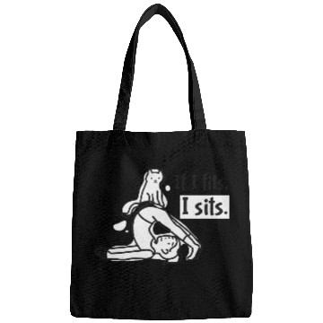 Discover Whimsical Cat and Person Yoga Illustration Bags