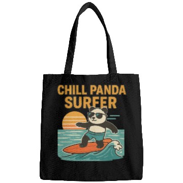 Discover Chill Panda Surfing Sunset Design Bags