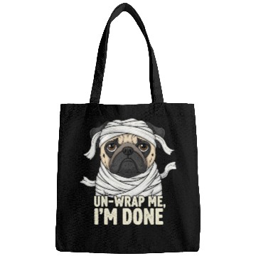 Discover Funny Mummy Dog Illustration Bags