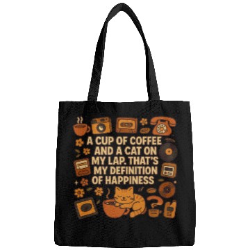 Discover Coffee and Cat Happiness Quote Design Bags