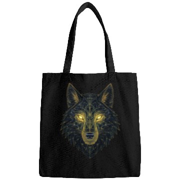 Discover Geometric Neon Wolf Illustration Bags