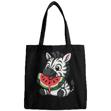 Discover Funny zebra watermelon fruit summer cartoon Bags