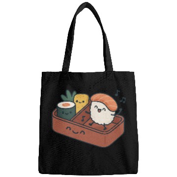 Discover Kawaii Sushi Dancing Illustration Bags