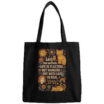 Discover Lazy Cat Life Quote Design Bags