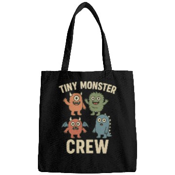 Discover Tiny Monster Crew Cartoon Illustration Bags