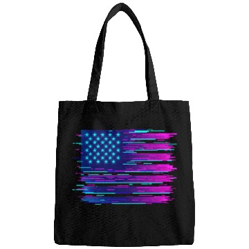 Discover Retro Neon Grunge American Flag Bags
