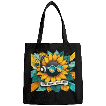 Discover Sunflower with Sunglasses and Headphones Bags