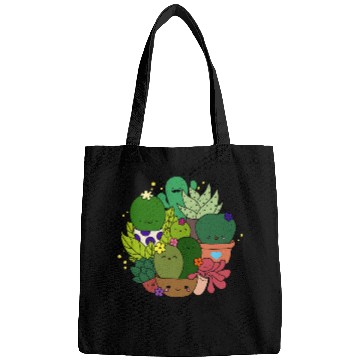 Discover Kawaii Succulent Garden Illustration Bags