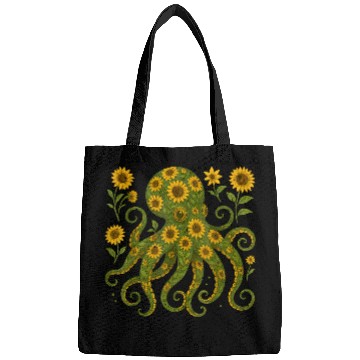 Discover Sunflower Octopus Art Print Bags
