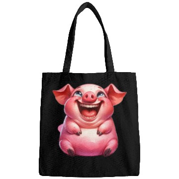 Discover Joyful Cartoon Pig Illustration Bags