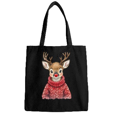 Discover Festive Reindeer with Red Nose Sweater Bags