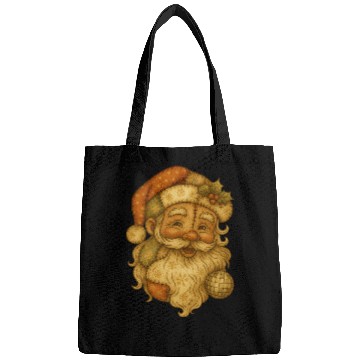 Discover Patchwork Santa Face Vintage Christmas Folk Art Bags